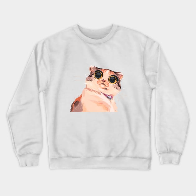 Stunned Cat Crewneck Sweatshirt by Meg Jamie-Beth